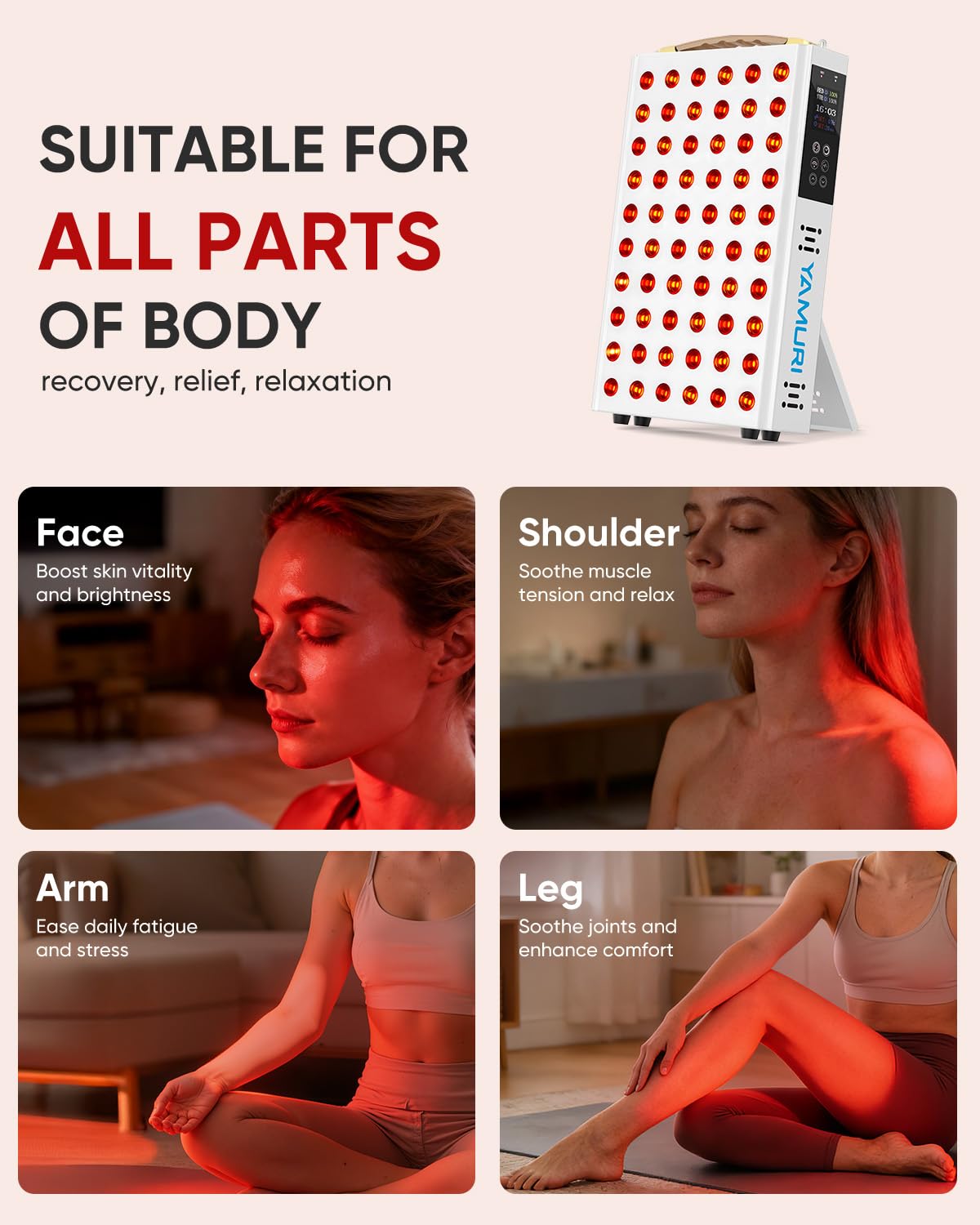 YAMURI panel mounted on wall for targeted light therapy