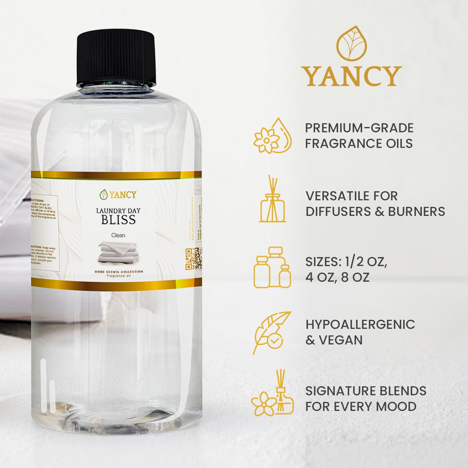 YANCY Laundry Day Bliss diffuser-dispense provides a clean, inviting aroma for daily refresh.