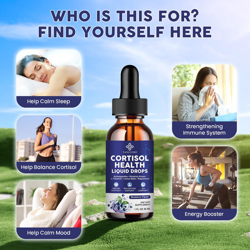 YANLUOBO Cortisol Manager ingredients visual highlights lemon balm and adaptogens for balance