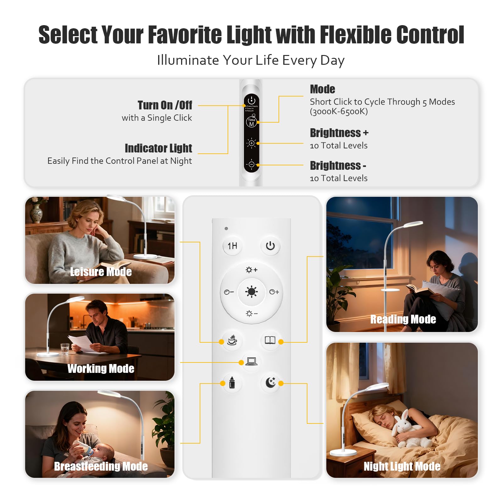 Yarah lamp includes 1H and 2H timers with wake-up mode for routines