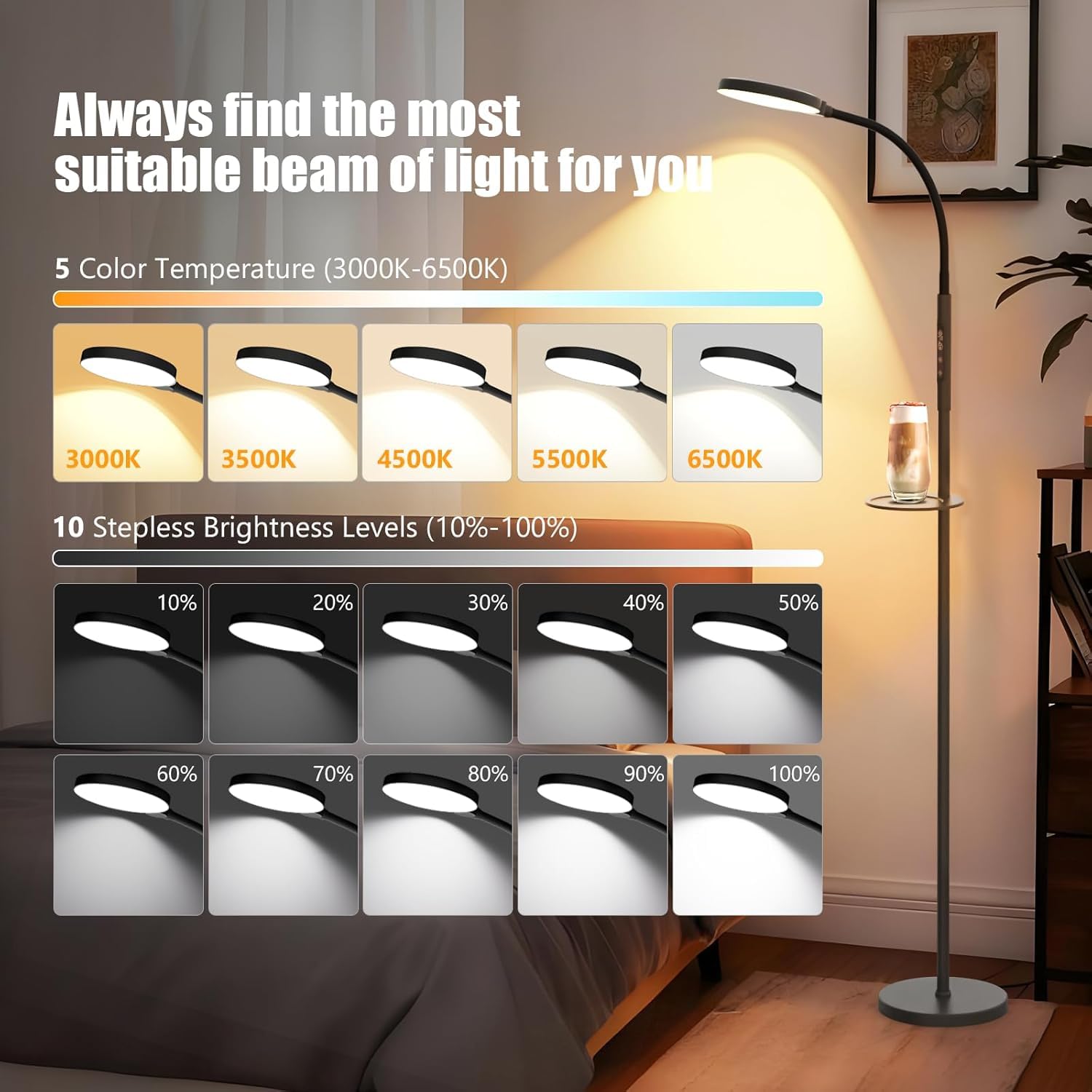 Yarah Light Therapy Lamp flexible gooseneck for multi-angle lighting