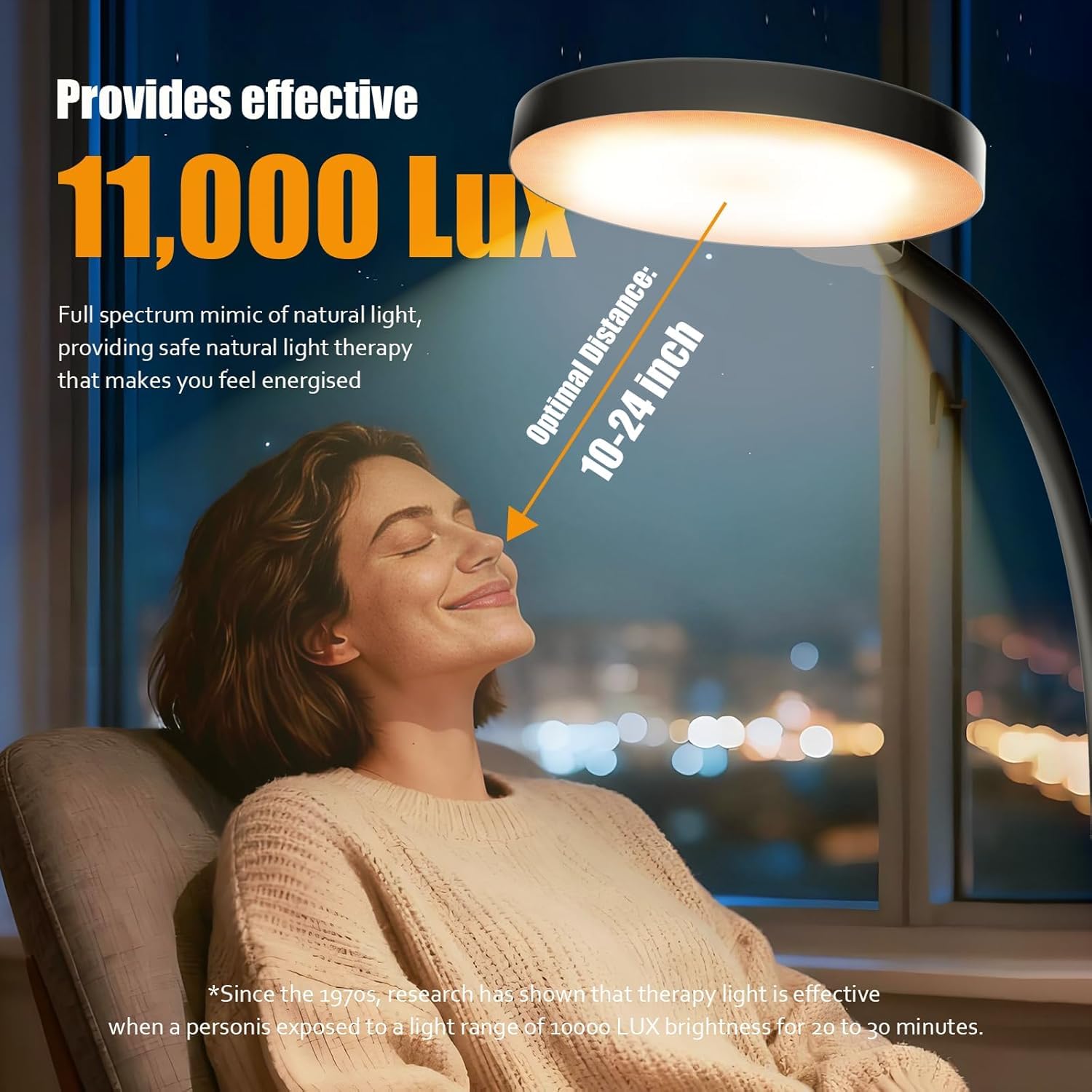 Yarah Light Therapy Lamp timer display for easy scheduling