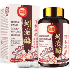 Yasumako Lumbrokinase capsules in bottle for daily circulation support.