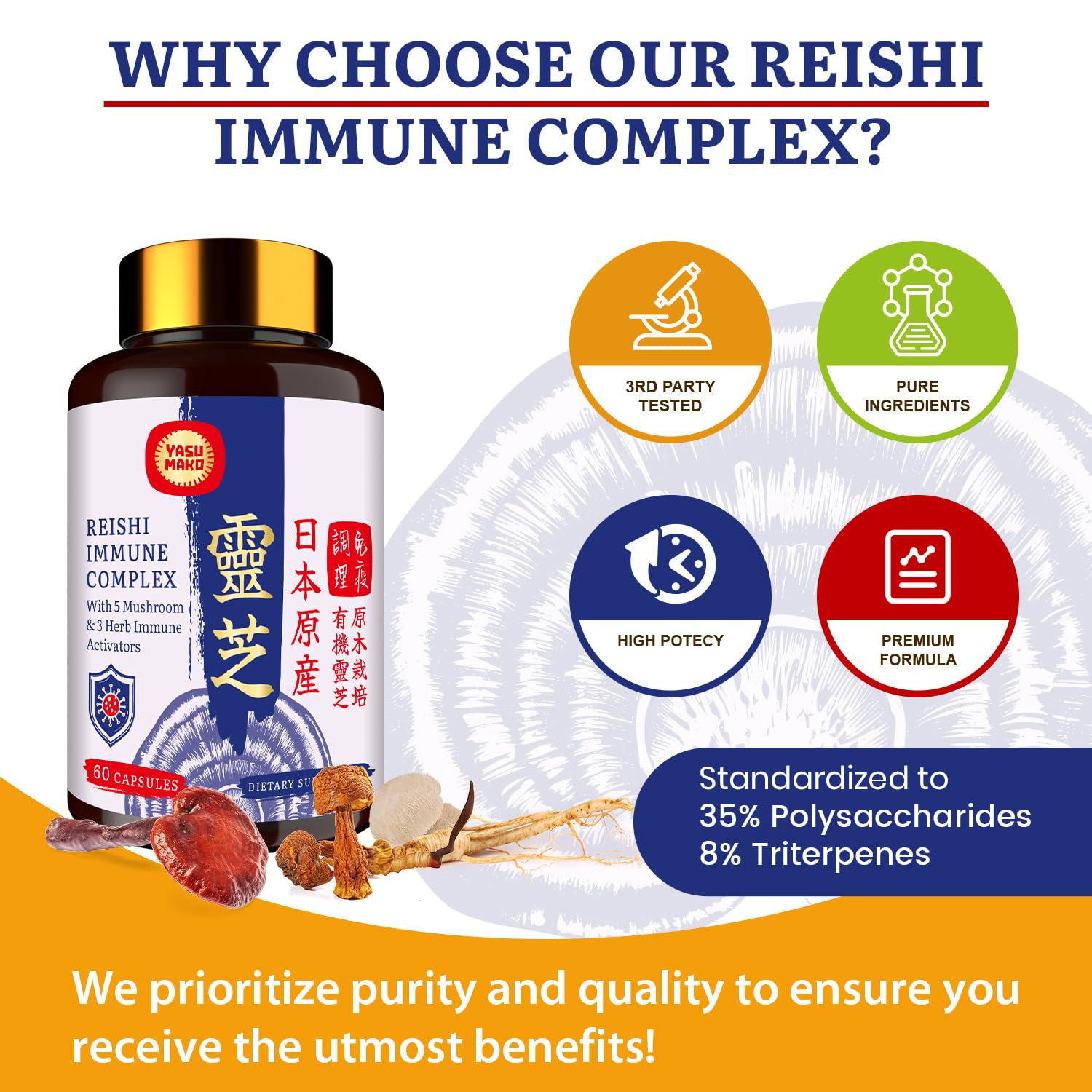 Yasumako Maitake and Agaricus extracts label and 9‑in‑1 formula
