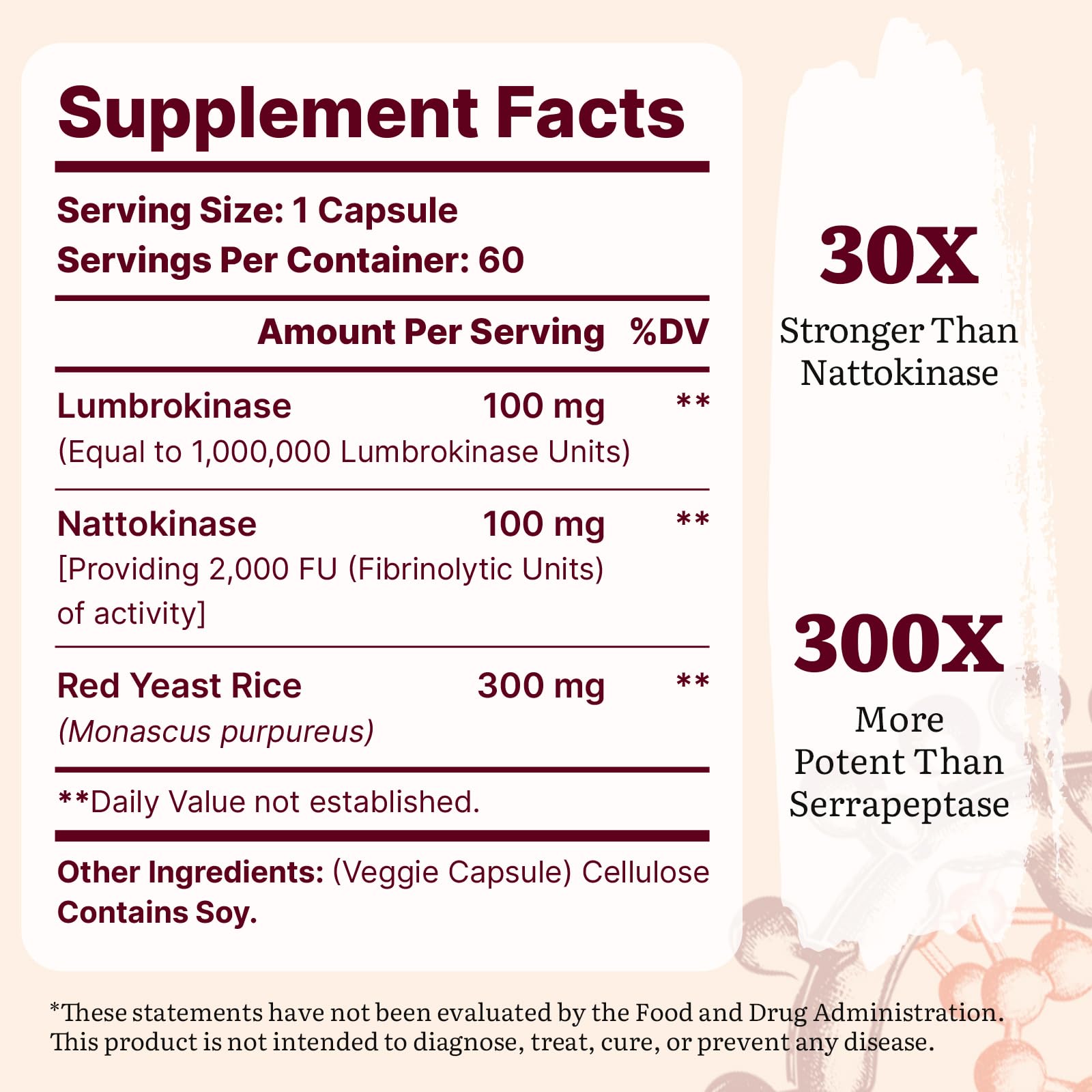 Yasumako nattokinase capsules close-up highlighting 2,000 FU activity.
