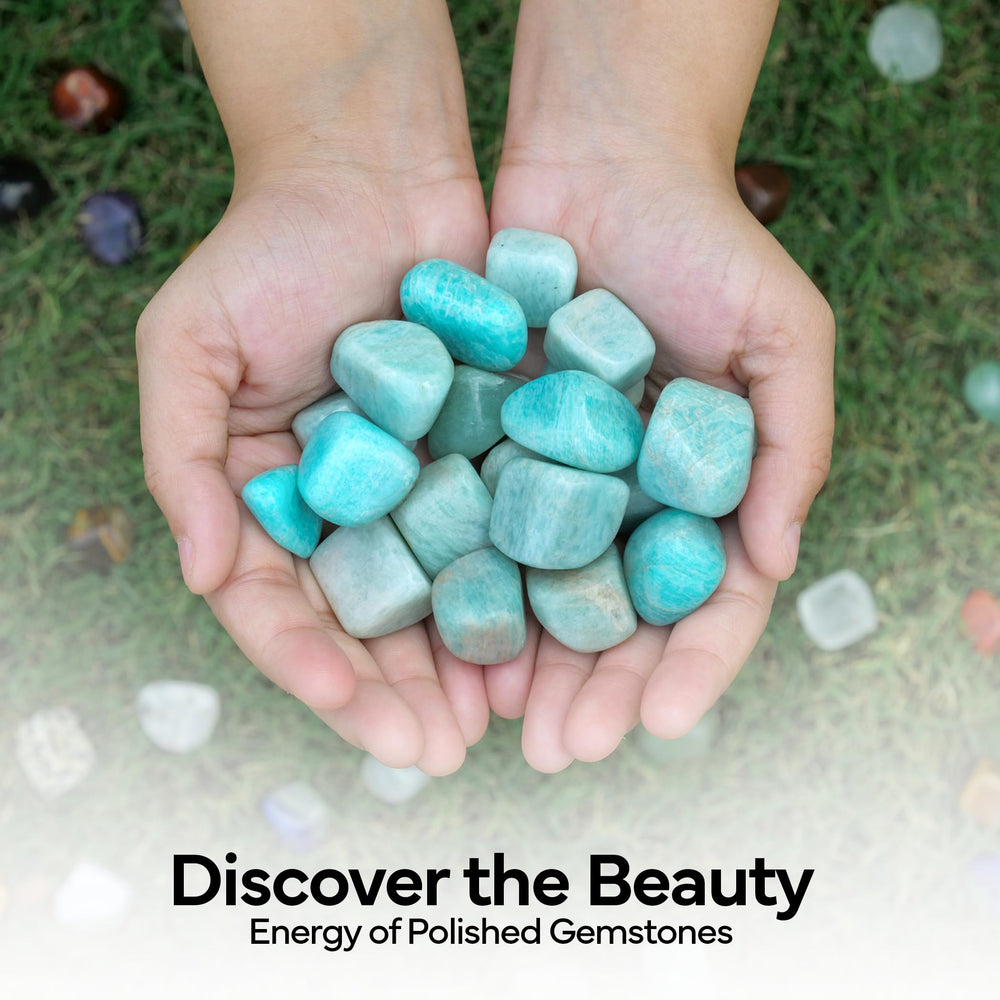 YATHABHISA Amazonite stones drilled for hanging crystal ornaments.