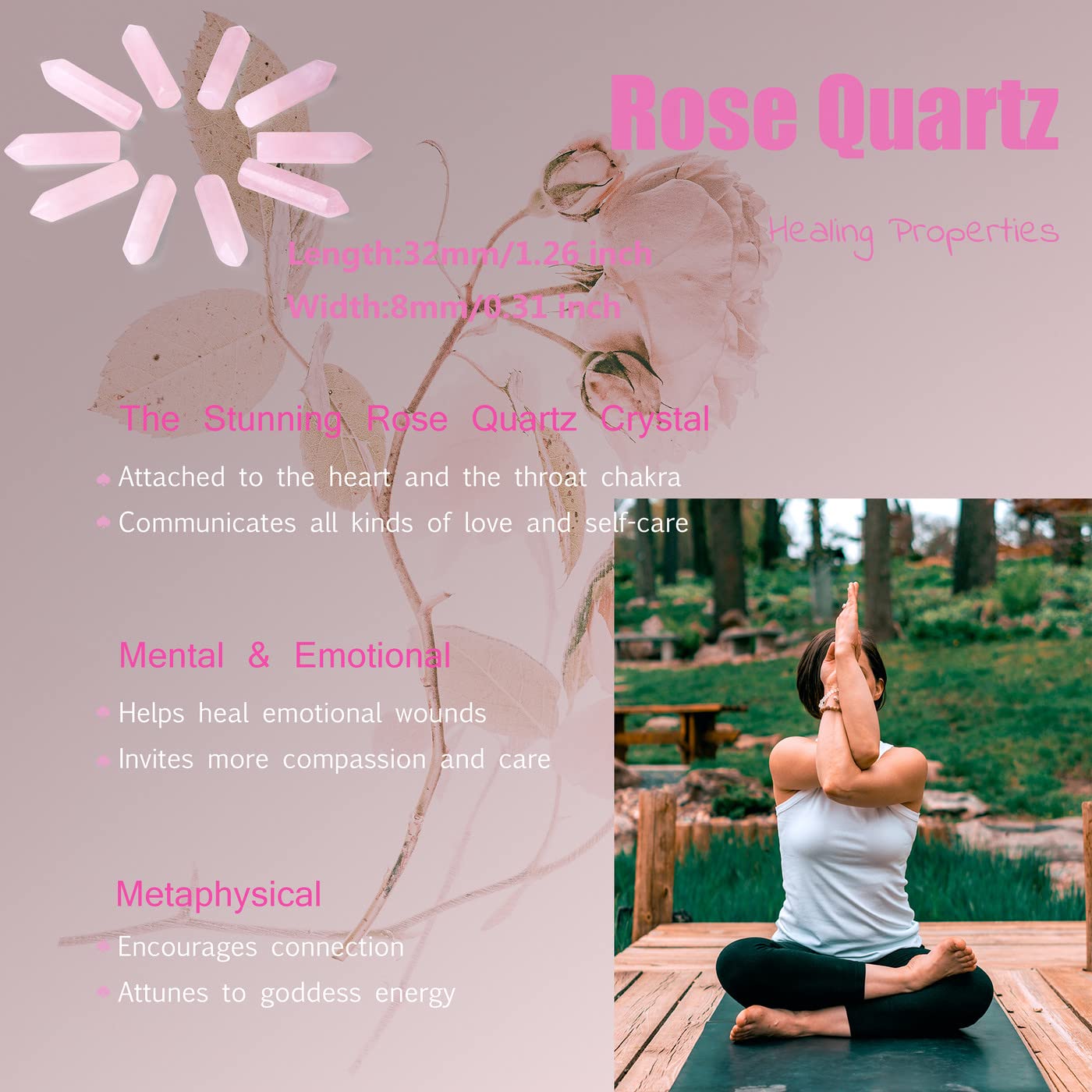 YATOJUZI rose quartz stones ideal for energy balancing practice