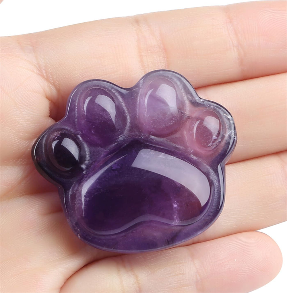 YATOJUZI amethyst cat paw worry stone for subtle stress relief and tactile comfort.