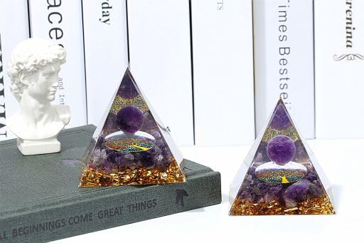 YATOJUZI amethyst crystal tower on meditation space for clarity