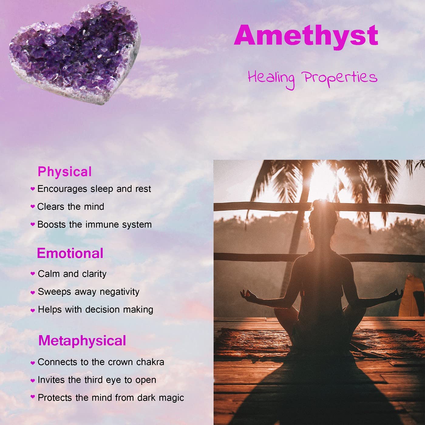 YATOJUZI Amethyst stones suitable for meditation and crystal healing rituals.