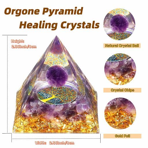 YATOJUZI amethyst orgonite tower display with natural luster
