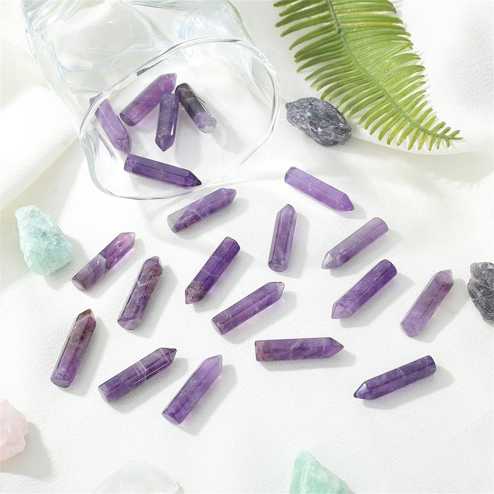 YATOJUZI Amethyst polished wand hexagonal points aid clarity during meditation.