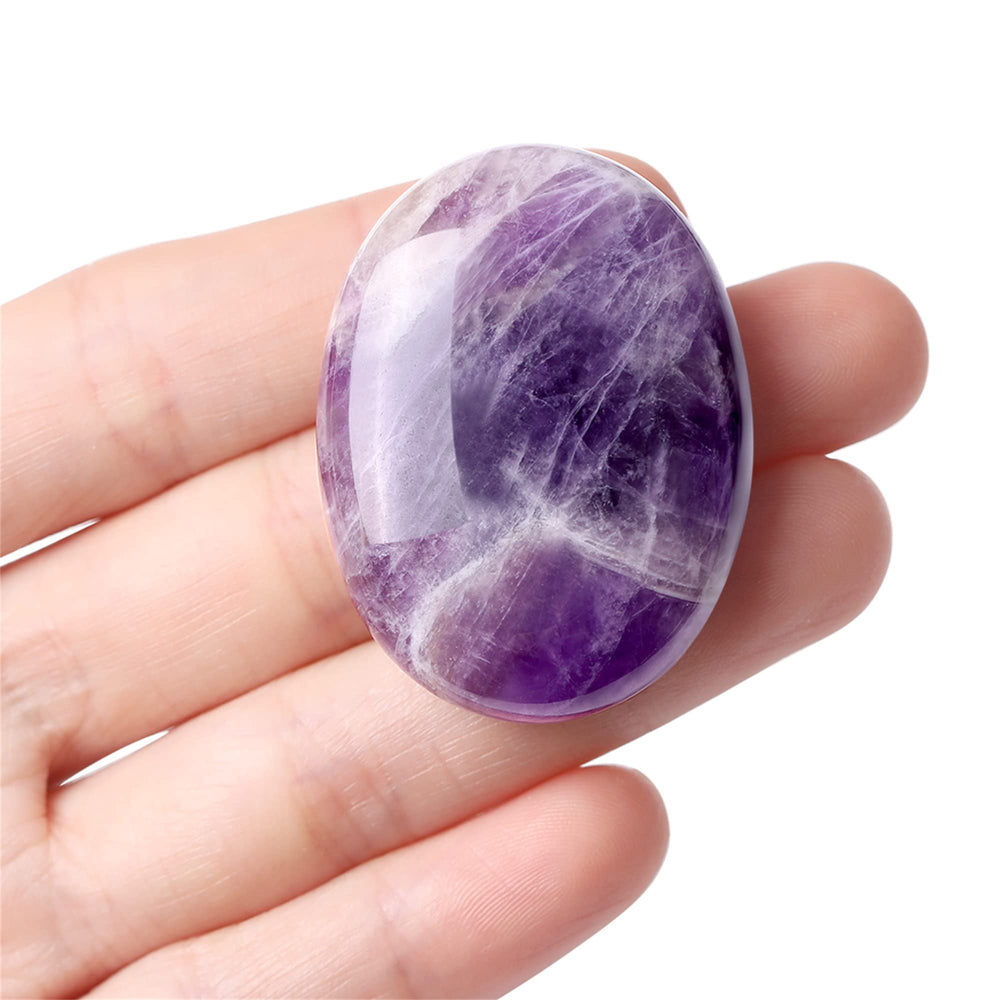 YATOJUZI amethyst thumb stone set with smooth surface for calming rubbing