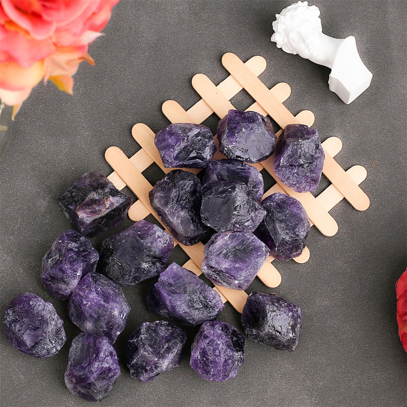 YATOJUZI Amethyst wire-wrapped stones showcasing natural purple hues for unique jewelry.