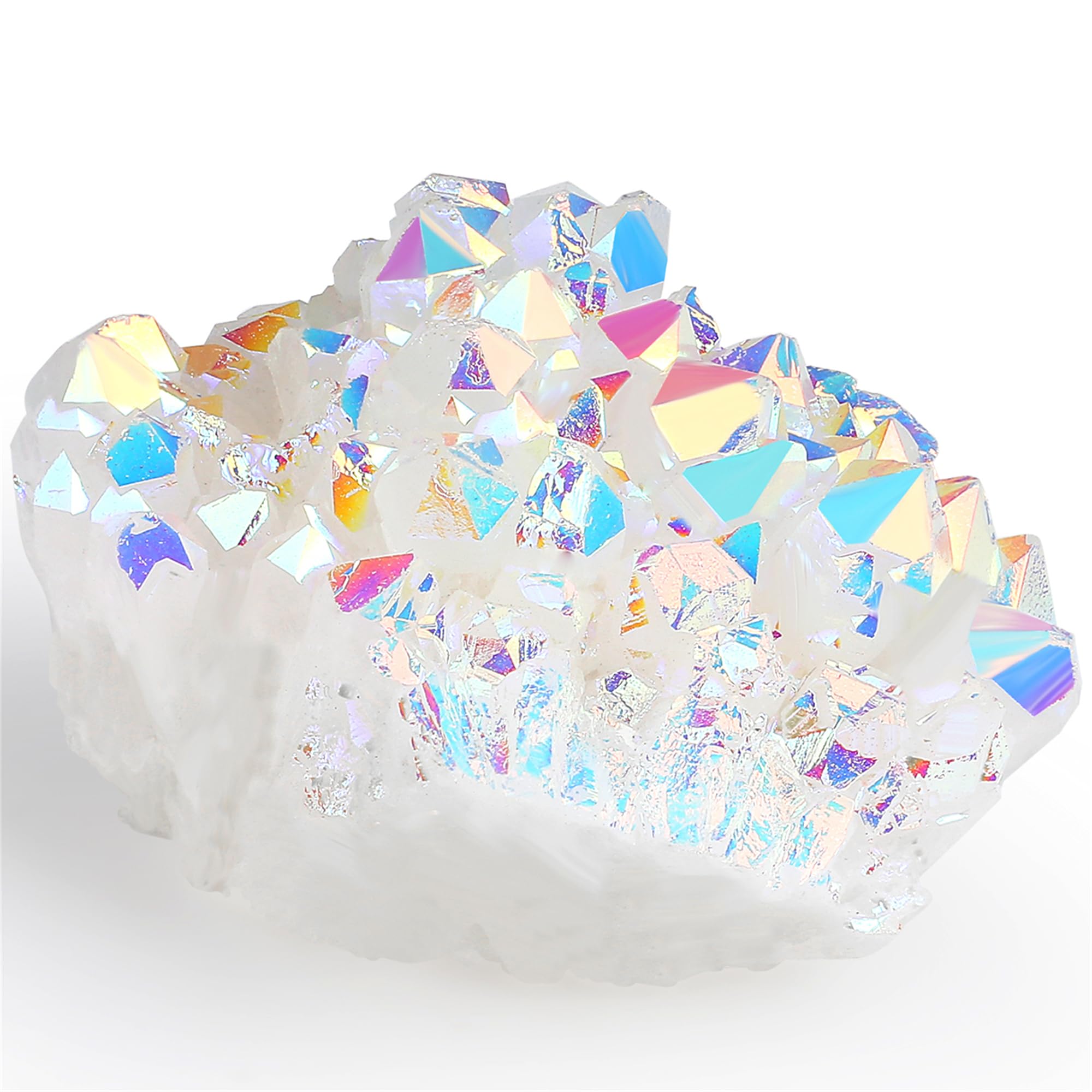 YATOJUZI Angel Aura crystal cluster with rainbow sparkle for energy balance.