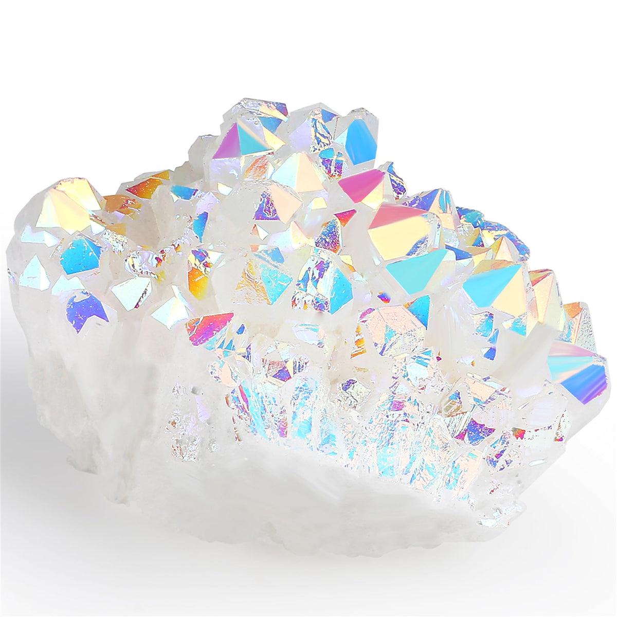 YATOJUZI Angel Aura crystal cluster with rainbow sparkle for energy balance.