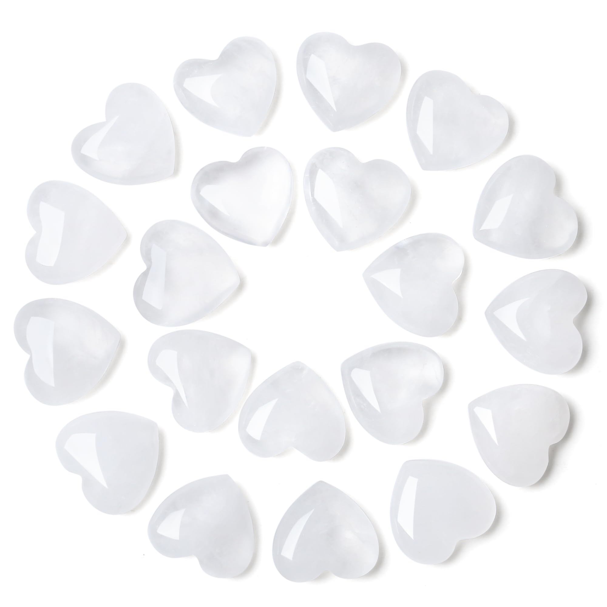 YATOJUZI clear quartz heart crystals in a pocket-size set for calm focus