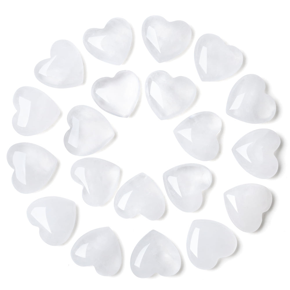 YATOJUZI clear quartz heart crystals in a pocket-size set for calm focus