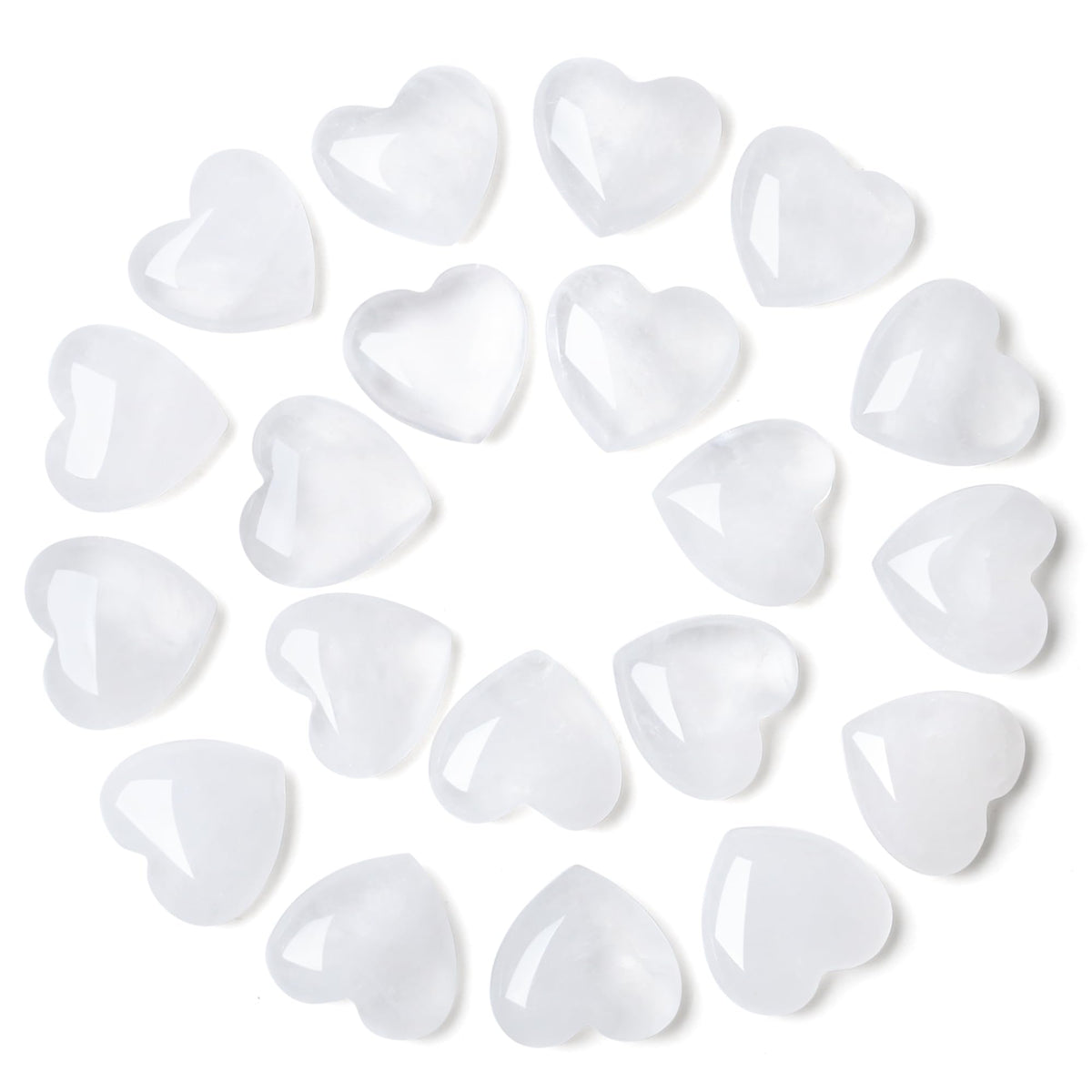 YATOJUZI clear quartz heart crystals in a pocket-size set for calm focus