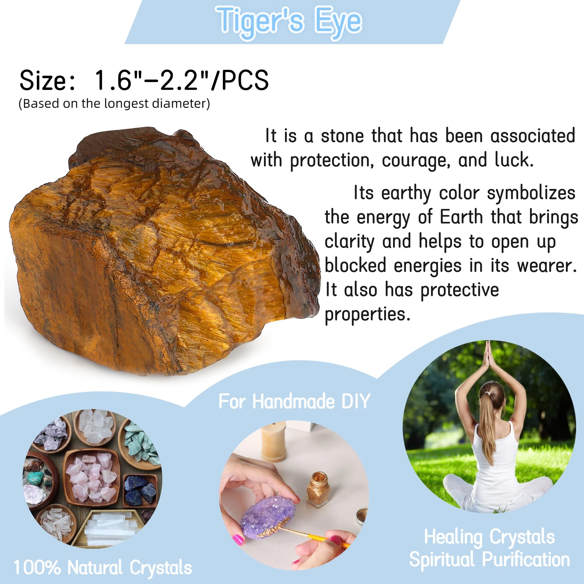YATOJUZI rough tiger's eye stone for feng shui and appealing décor displays.