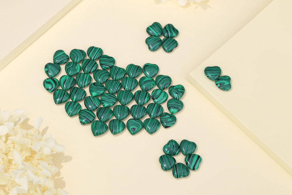 YATOJUZI malachite heart necklace option image suggests wearable energy protection.