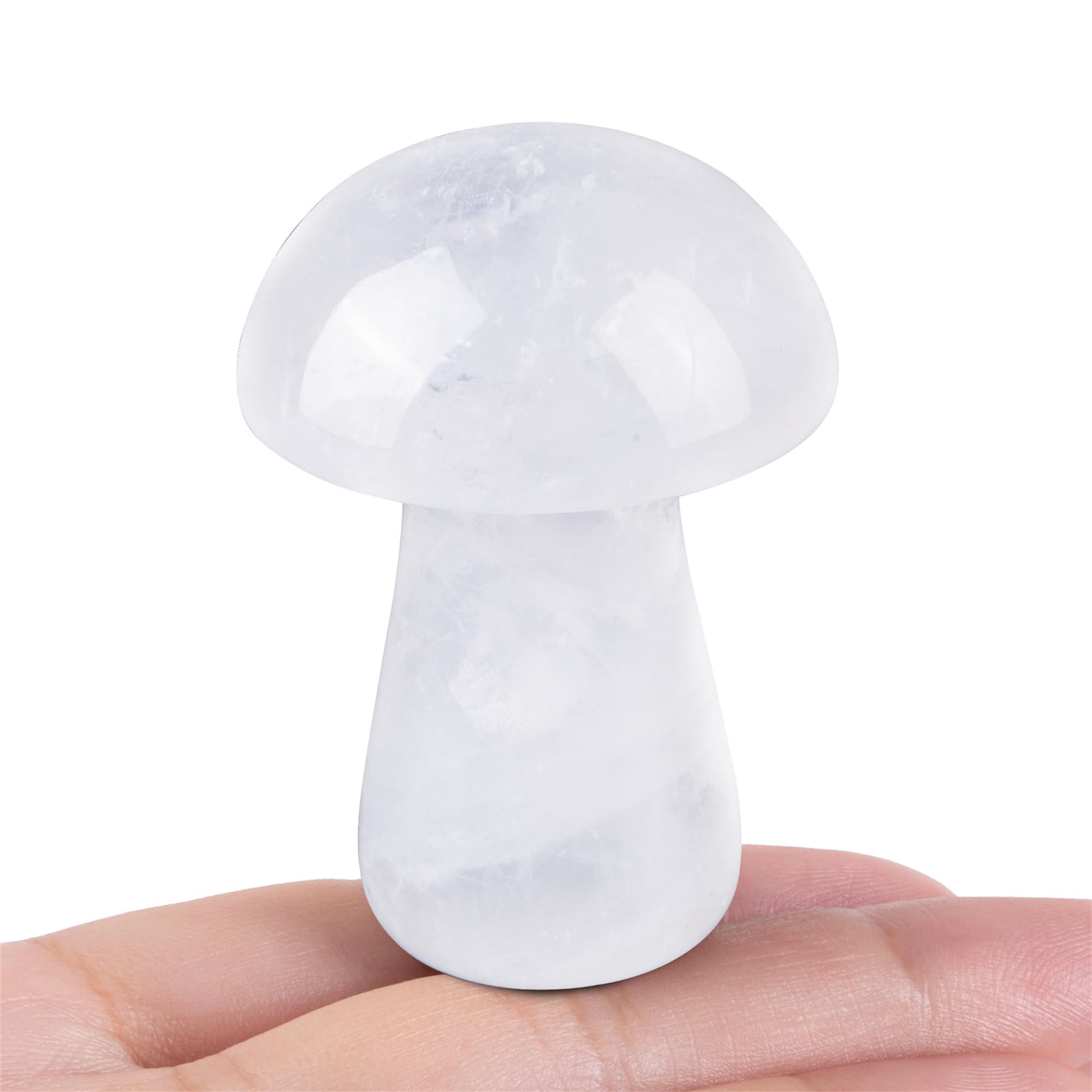 YATOJUZI mushroom decor in clear quartz for stylish desktop display and calming ambiance.
