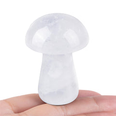 YATOJUZI mushroom decor in clear quartz for stylish desktop display and calming ambiance.