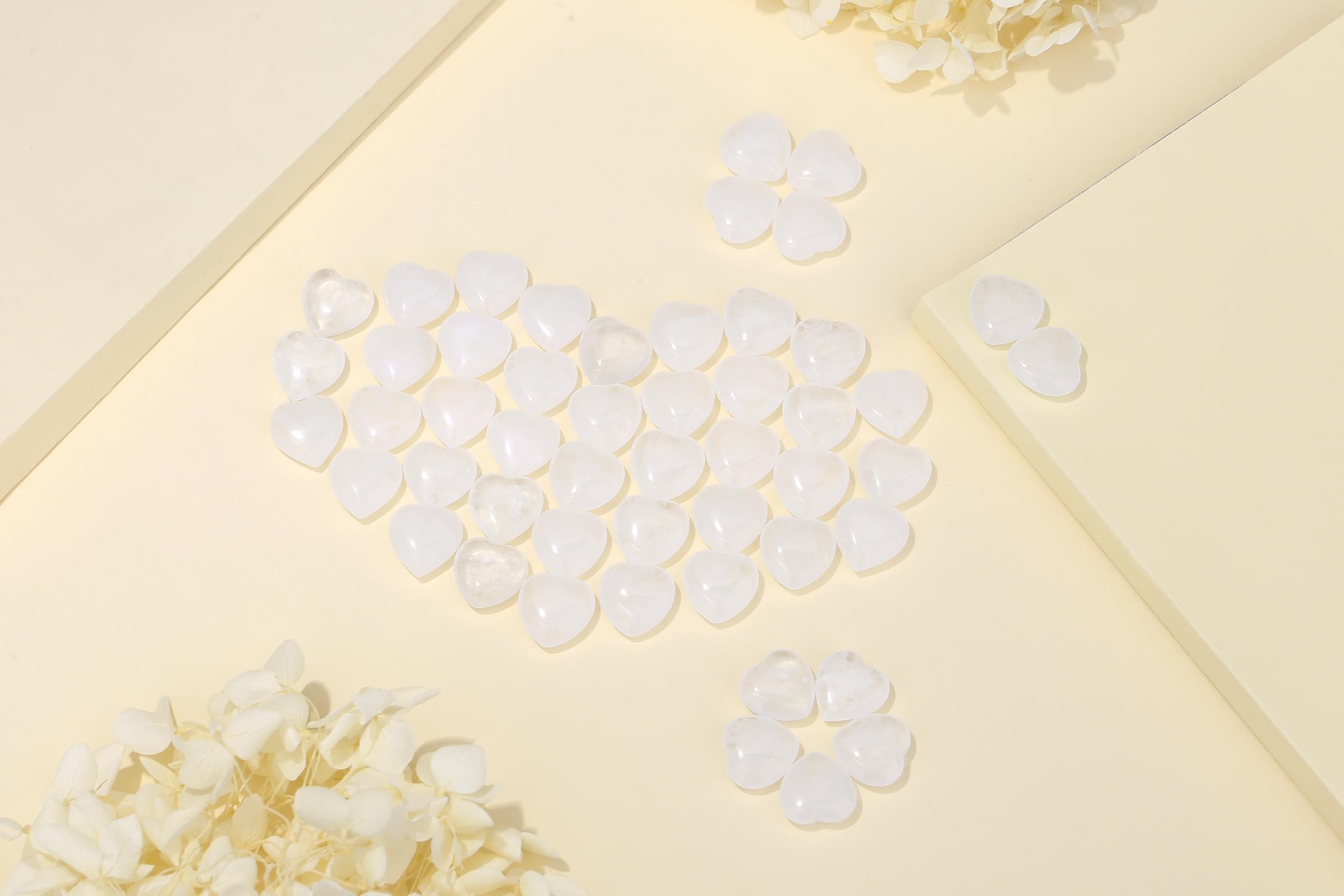 YATOJUZI natural quartz heart stones ready for gifting or collection