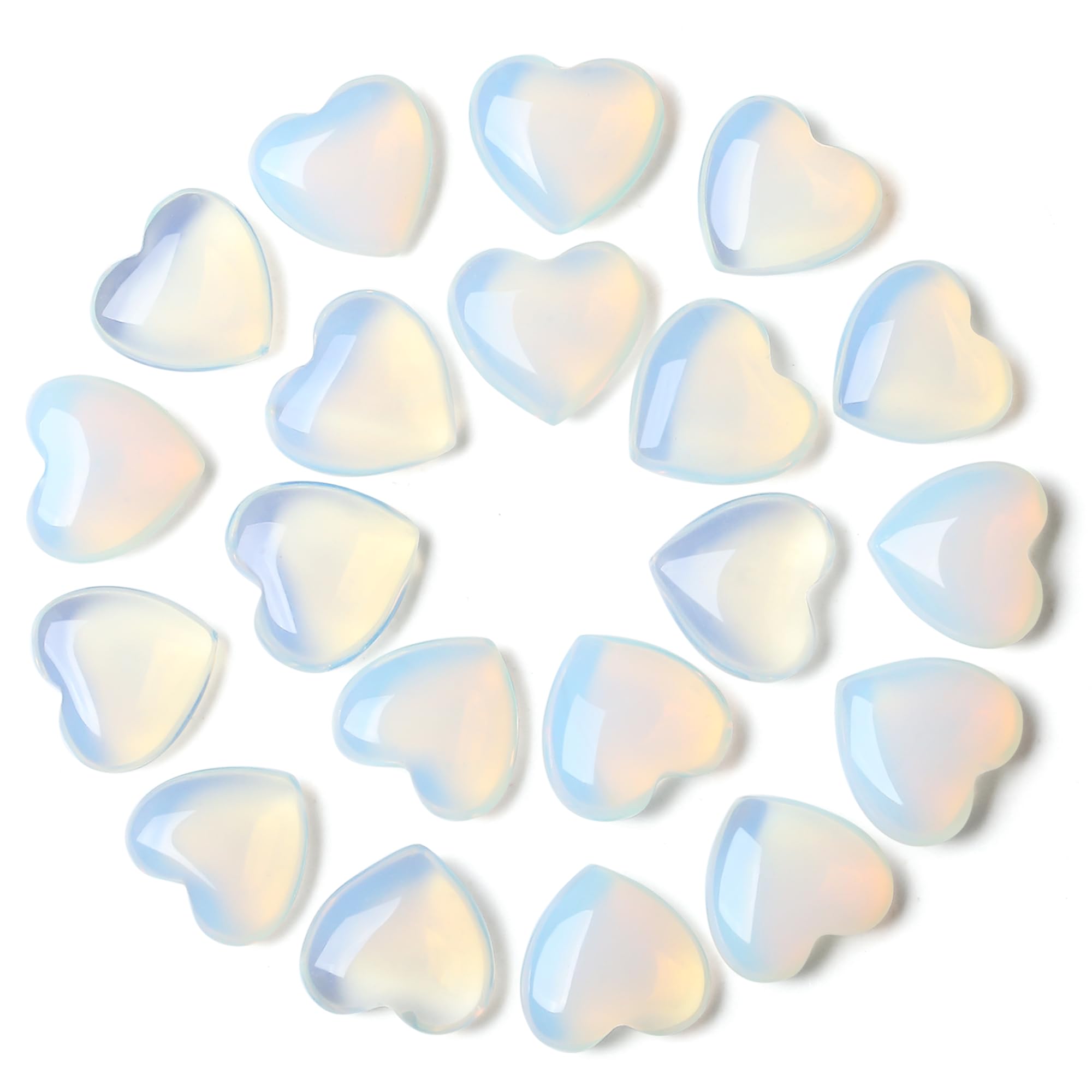 YATOJUZI opal heart crystals 20pcs set for calming energy and focus.