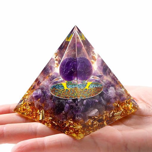 YATOJUZI orgonite energy tower held during meditation for balance