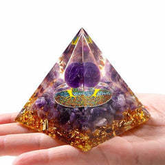 YATOJUZI orgonite energy tower held during meditation for balance