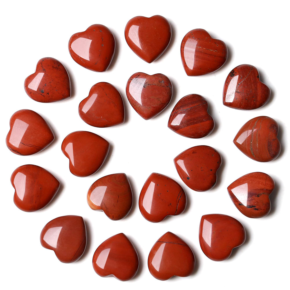 YATOJUZI Red Jasper Heart crystals set for calming energy and focus.