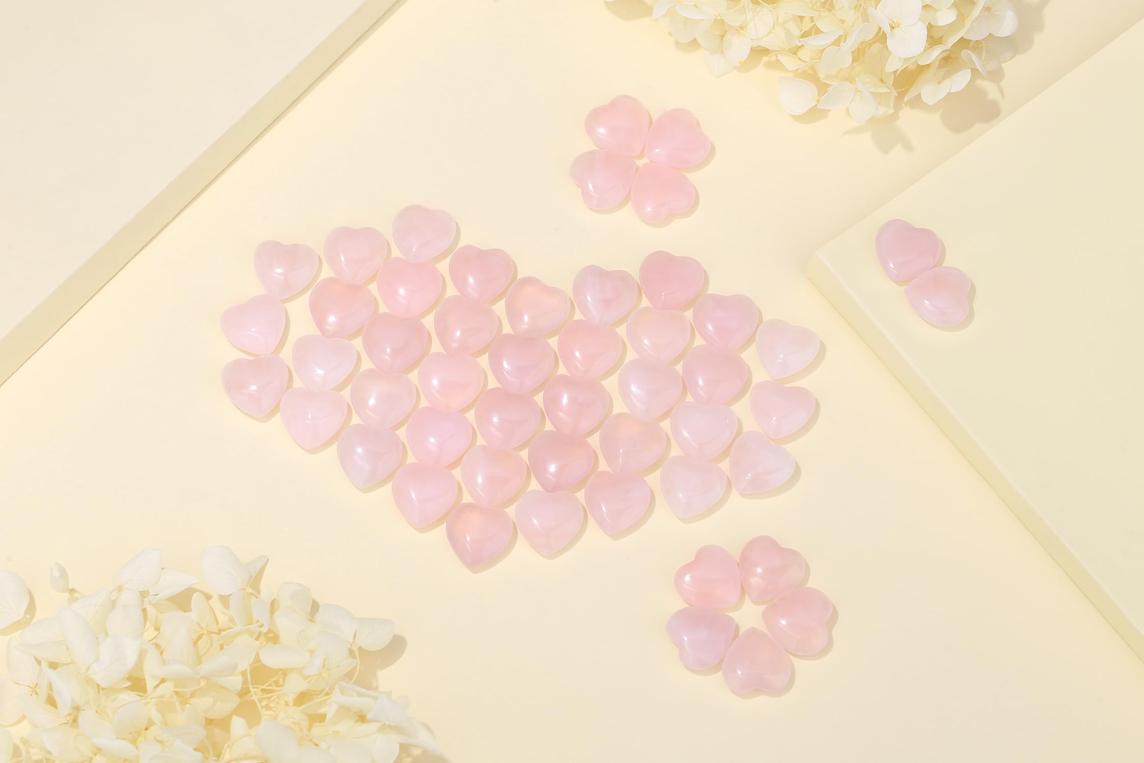 YATOJUZI small pink rose quartz hearts for calming energy at home