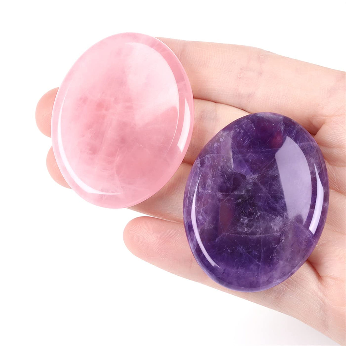 YATOJUZI thumb worry stone amethyst close-up for calm focus.