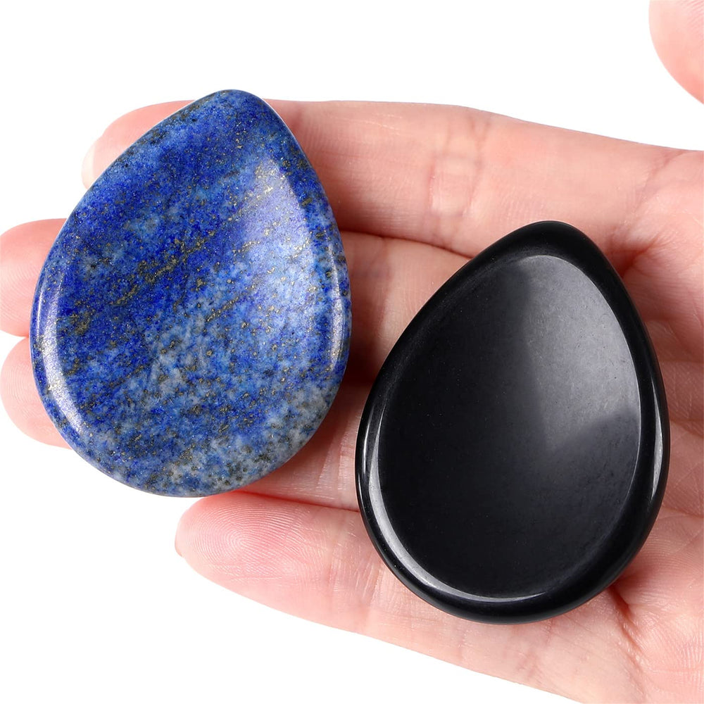 YATOJUZI thumb worry stone in lapis lazuli promotes calm focus and mindful breathing.