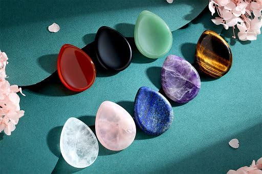 YATOJUZI rose quartz water-drop worry stone for pocket relaxation and mood balance.