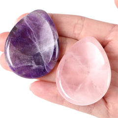 YATOJUZI thumb worry stones in rose quartz and amethyst for calming relief