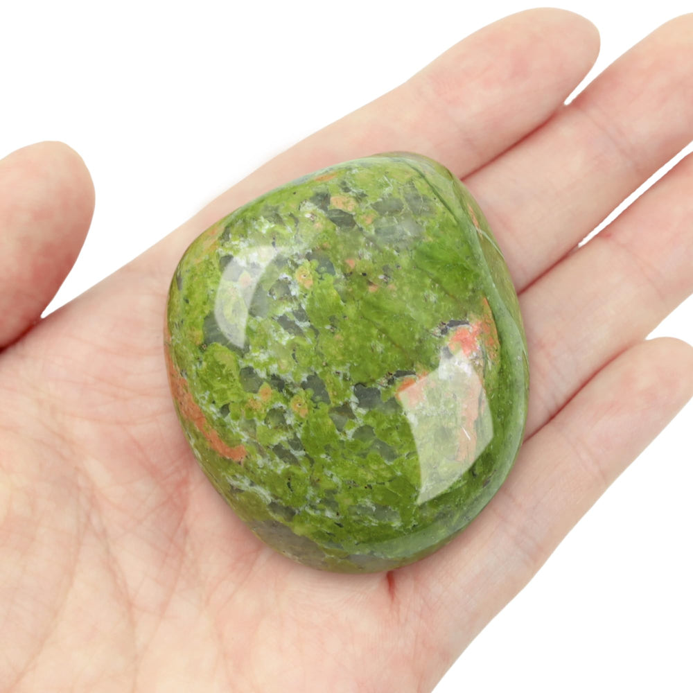 YATOJUZI Unakite stone polished close-up for meditation and balance.