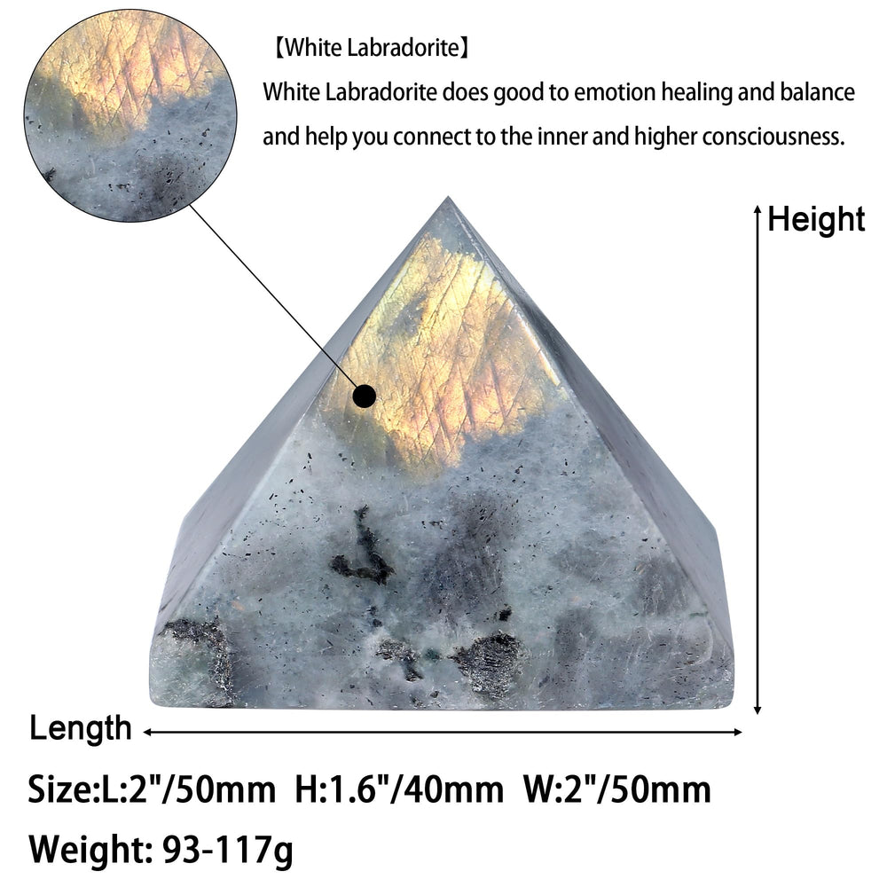 YATOJUZI White Labradorite crystal top closeup with color play