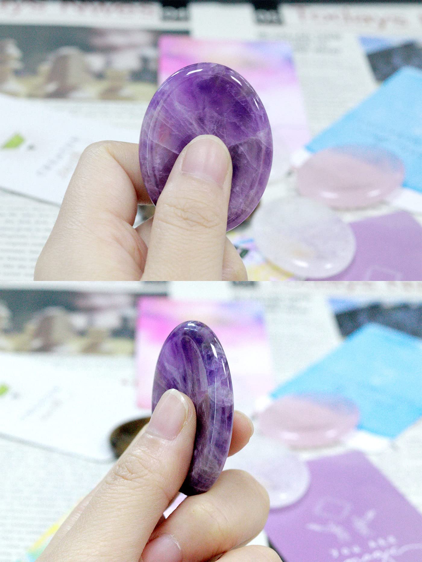 YATOJUZI worry stones in hand showing smooth surface for sensory relief.