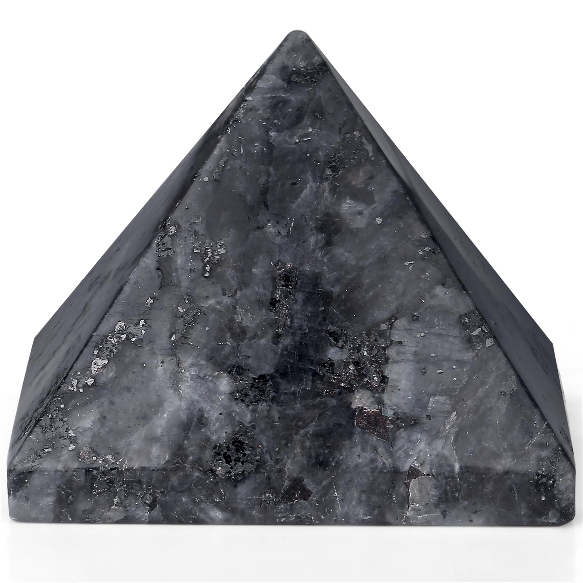 YATOJUZI Black Labradorite crystal 2in closeup with iridescent surface for meditation ambiance