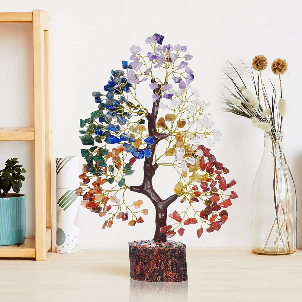 YATSKIA chakra tree branches closeup, showcasing vibrant gems and natural color variation.
