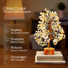 YATSKIA Crystal tree resting on a wooden base for natural charm.