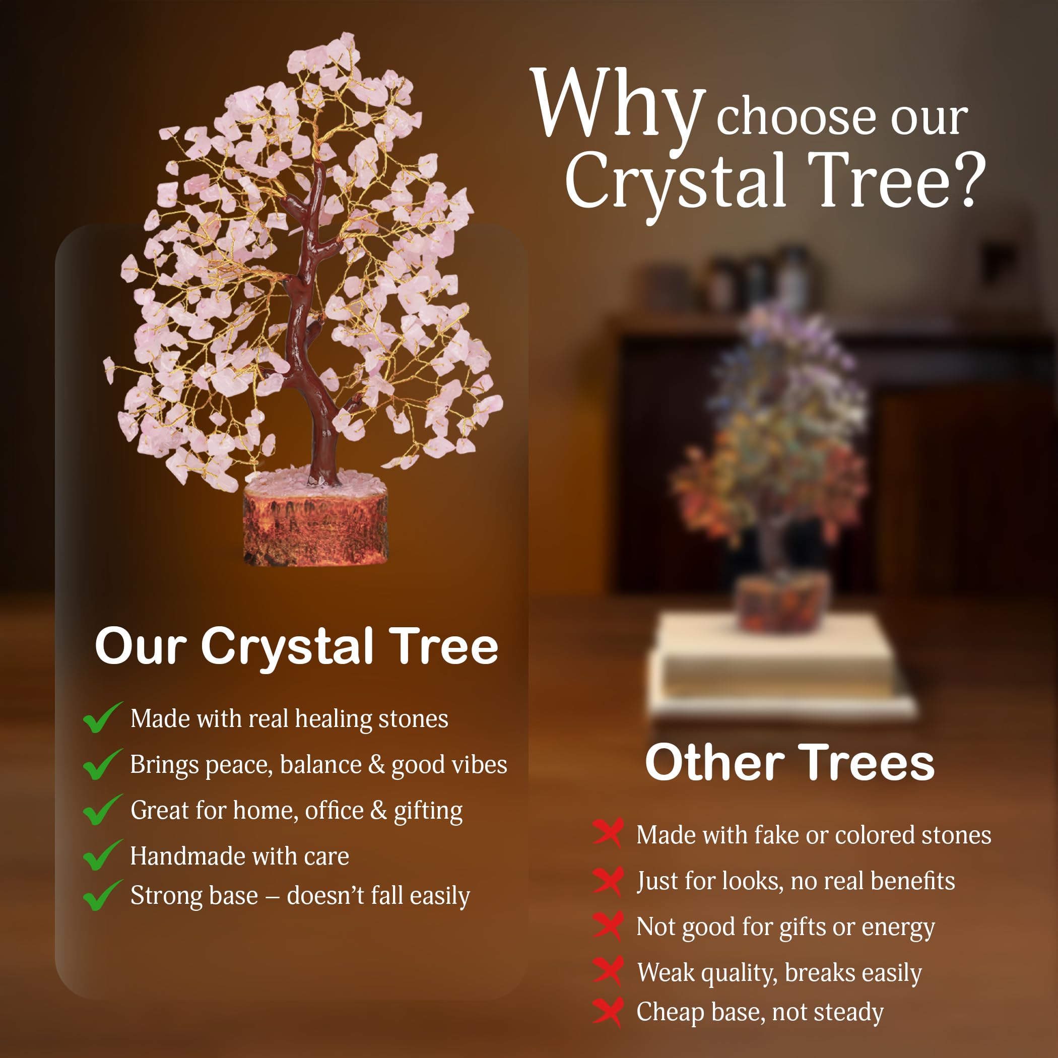 YATSKIA Handcrafted gift box containing the rose quartz tree and pendants.
