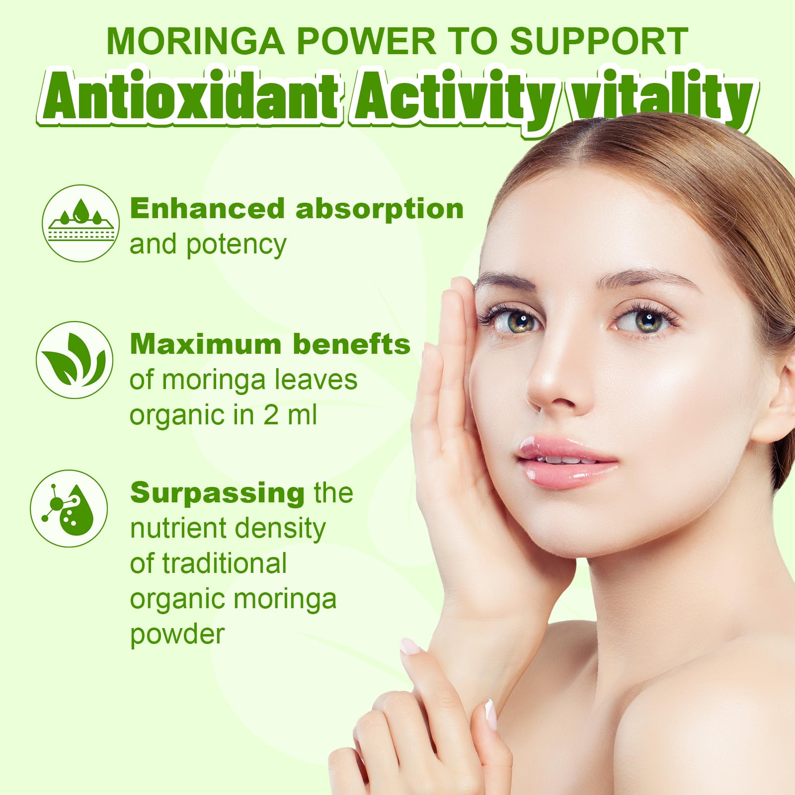 YBFQ Pure Moringa Drops blend with turmeric and pepper ingredients