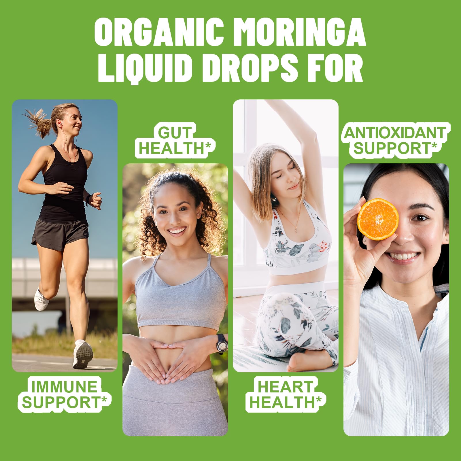 YBFQ Pure Moringa Drops added to a smoothie for nutrition