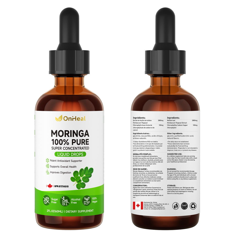 YBFQ Pure Moringa Drops packaging on shelf