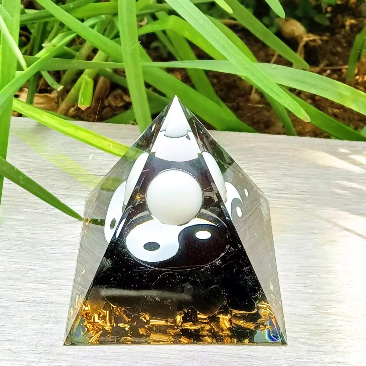 Ycyingcheng Moonstone Orgone Pyramid gift-ready for crystal lovers and wellness spaces.