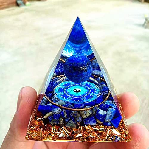 ycyingcheng Moonstone Orgone Pyramid 6 cm on display to invite calm energy
