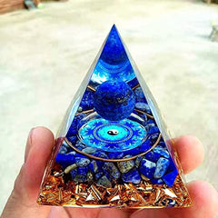 ycyingcheng Moonstone Orgone Pyramid 6 cm on display to invite calm energy